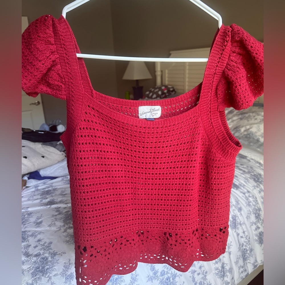 Red Crochet Blouse